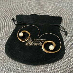 Ottoman Hands Gold Pearl Earrings